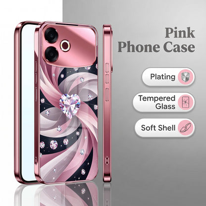Oppo F33 Pro 5G Diamond Glam Pink Electroplated Glass Phone Back Case
