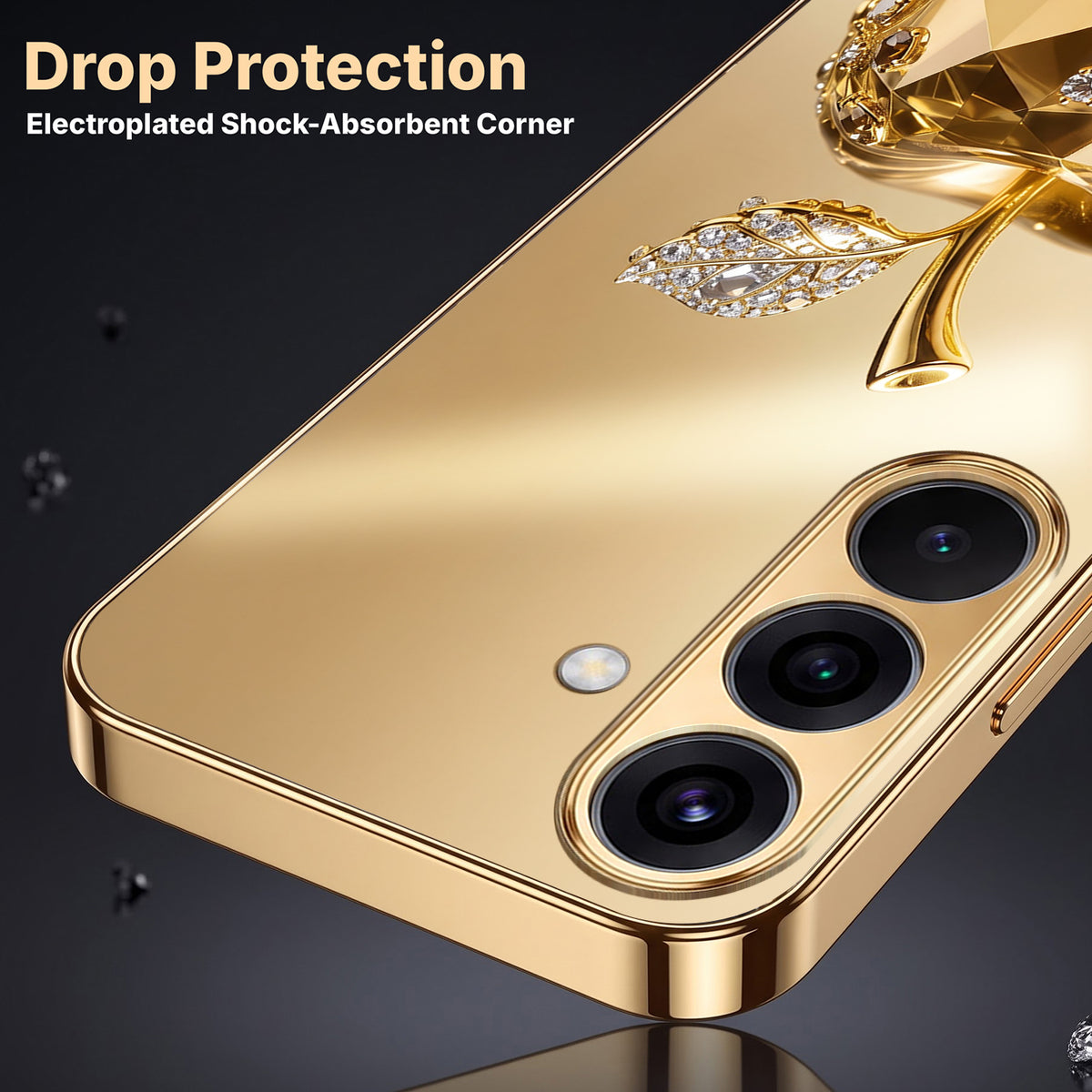 Samsung Galaxy A56 5G Golden Apple Gold Electroplated Glass Phone Back Case