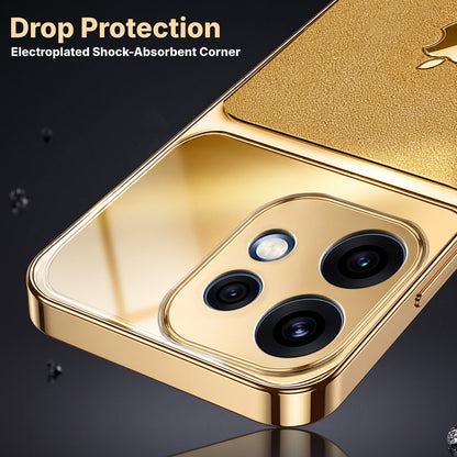 Oppo Reno 16 5G Royal Touch Apple Gold Electroplated Glass Phone Back Case