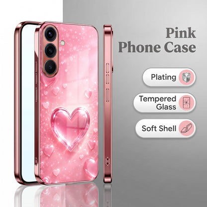 Samsung Galaxy A36 5G Luxury 3D Jelly Heart Pink Electroplated Glass Phone Back Case