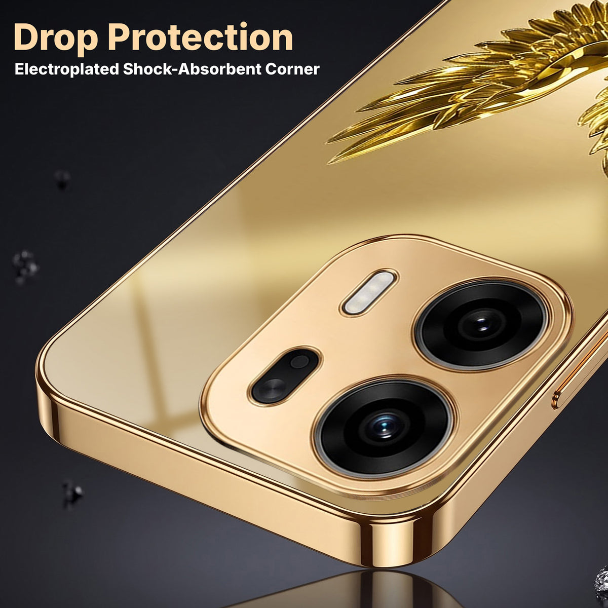 Oppo K14 Plus 5G Golden Eagle Gold Electroplated Glass Phone Back Case
