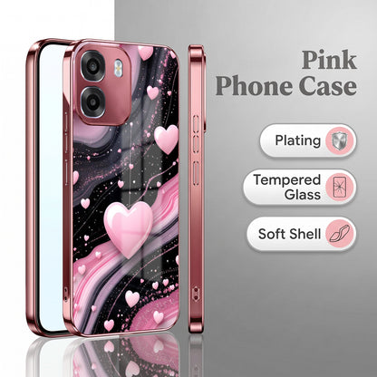 Oppo K14 5G Love Sparkle Pink Electroplated Glass Phone Back Case