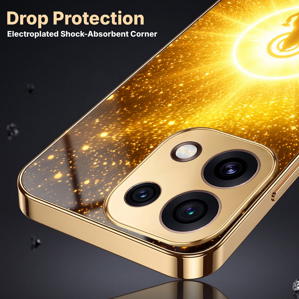 Oppo Reno 16C 5G Lakshmi Sacred Gold Electroplated Glass Phone Back Case