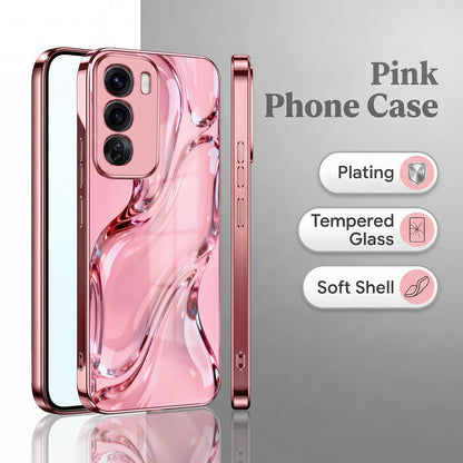 Oppo Reno 12 Pro 5G Crystal Wave Energy Pink Electroplated Glass Phone Back Case