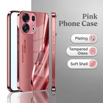 Oppo Reno 13 Pro 5G Luxury Infinity Energy Pink Electroplated Glass Phone Back Case