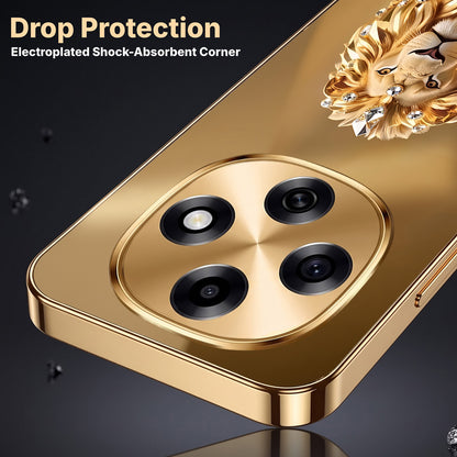 OPPO F31 Pro 5G Luxury Lion Gold Electroplated Glass Phone Back Case