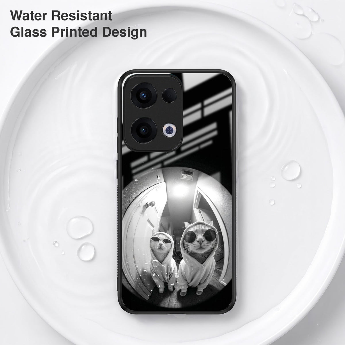 Oppo Reno 13 5G Premium Acrylic Shockproof Glass Back Case (Purrfect Duo)