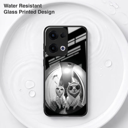 Oppo Reno 13 5G Premium Acrylic Shockproof Glass Back Case (Purrfect Duo)