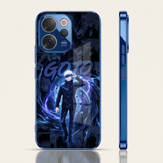 Vivo V70 5G Jujutsu Kaisen Blue Electroplated Glass Phone Back Case