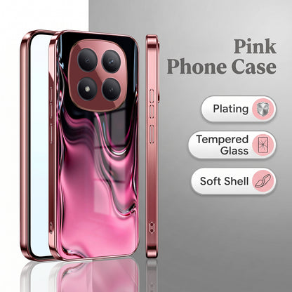 Redmi Note 15 Pro+ 5G Liquid Wave Pink Electroplated Glass Phone Back Case
