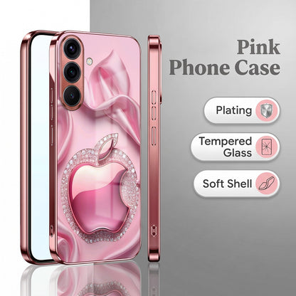 Samsung Galaxy A36 5G Luxury Apple Logo Pink Electroplated Glass Phone Back Case