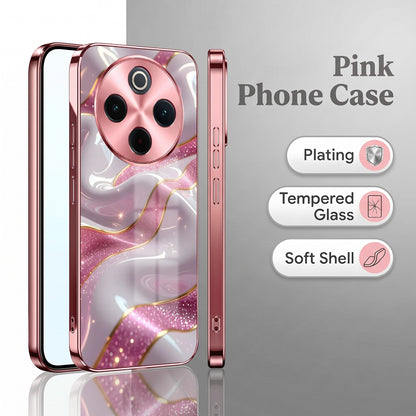 Vivo T4 5G Pearl Marble Pink Electroplated Glass Phone Back Case