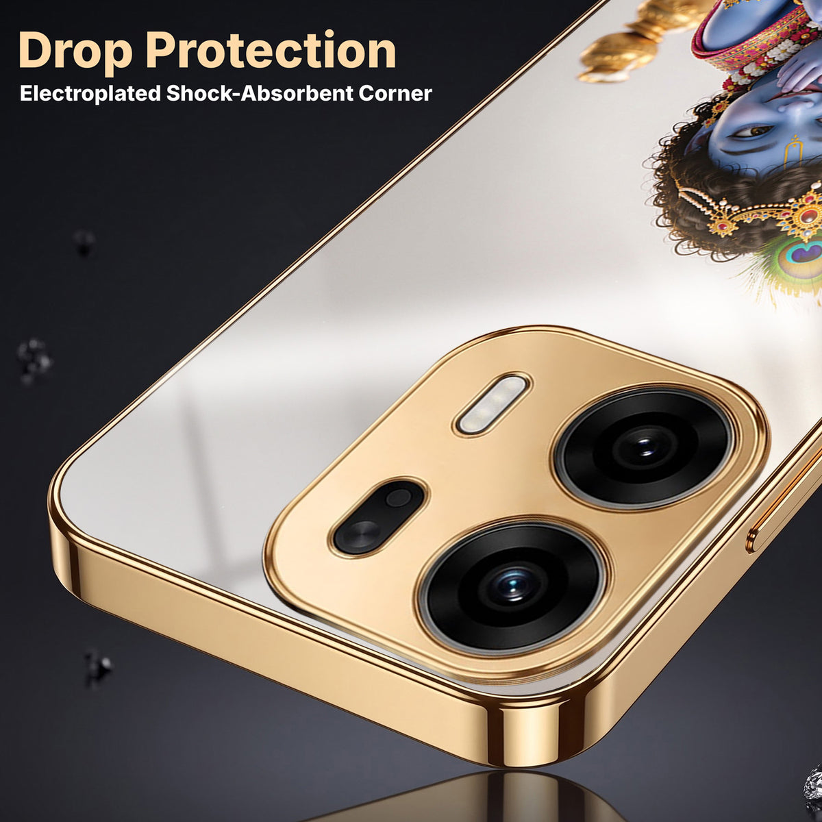 Oppo K14 Plus 5G Bal Krishna Blessings Gold Electroplated Glass Phone Back Case