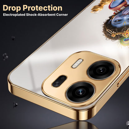 Oppo K14 Plus 5G Bal Krishna Blessings Gold Electroplated Glass Phone Back Case