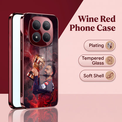 Redmi Note 15 Pro Plus 5G Virat Kohli Burgundy Electroplated Glass Back Case