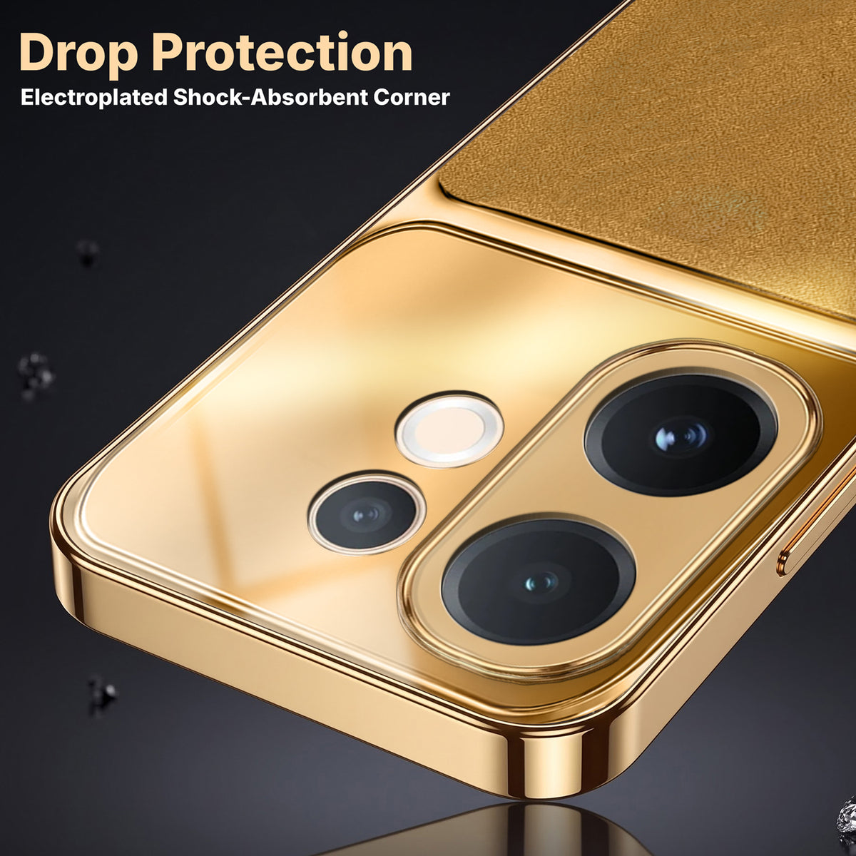 Vivo V60 5G Royal Touch Apple Gold Electroplated Glass Phone Back Case