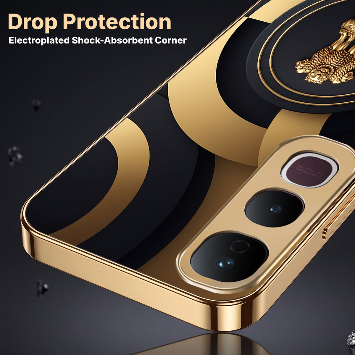 Vivo Y400 Pro 5G Royal Emblem Gold Electroplated Glass Phone Back Case