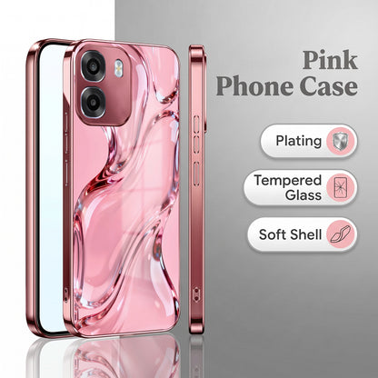 Oppo K14 5G Crystal Wave Energy Pink Electroplated Glass Phone Back Case