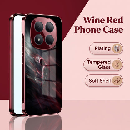 Redmi Note 15 Pro Plus 5G Crimson Spider Burgundy Electroplated Glass Back Case