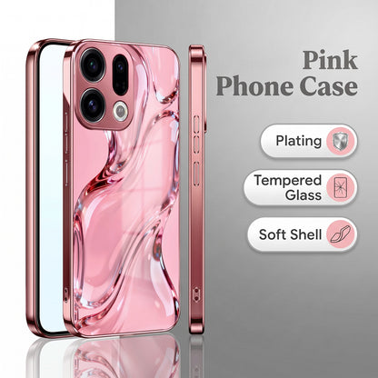 Oppo Find X9 5G Crystal Wave Energy Pink Electroplated Glass Phone Back Case