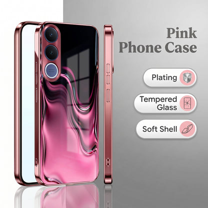 Vivo V70 FE 5G Liquid Wave Pink Electroplated Glass Phone Back Case