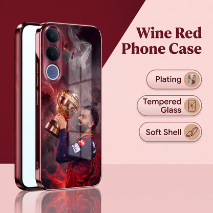 Vivo V70 FE 5G Virat Kohli Burgundy Electroplated Glass Back Case