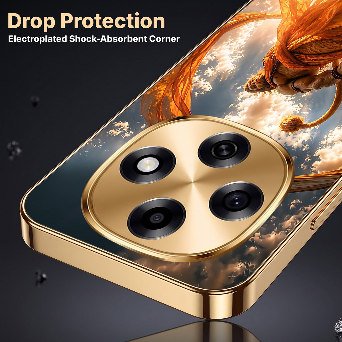 OPPO F31 Pro 5G Divine Hanuman Gold Electroplated Glass Phone Back Case