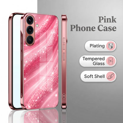 Samsung Galaxy A36 5G Luxury Glitter Wave Pink Electroplated Glass Phone Back Case