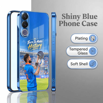Vivo V70 FE 5G Born TO Make History Blue Electroplated Glass Phone Back Case