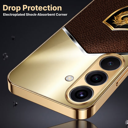 Samsung Galaxy A36 5G Dragon Crest Gold Electroplated Glass Phone Back Case