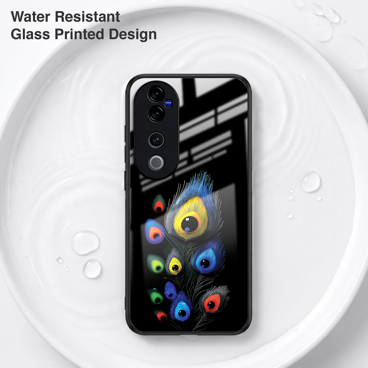 Vivo V40 Pro 5G Premium Peacock Feather Acrylic Glass Back Case