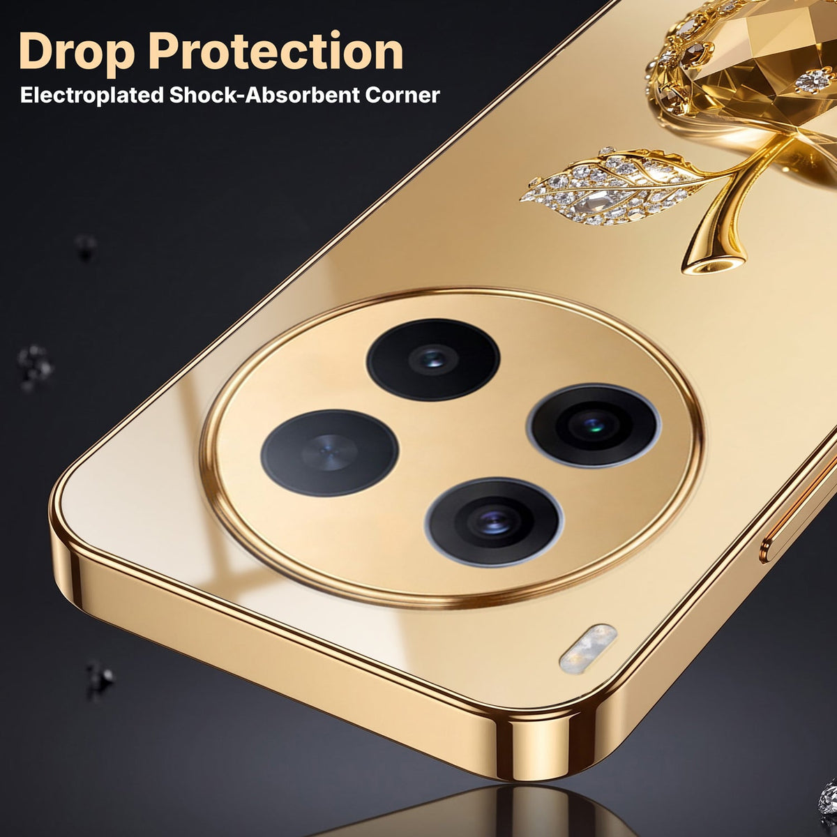 Vivo X300 Pro 5G Golden Apple Gold Electroplated Glass Phone Back Case
