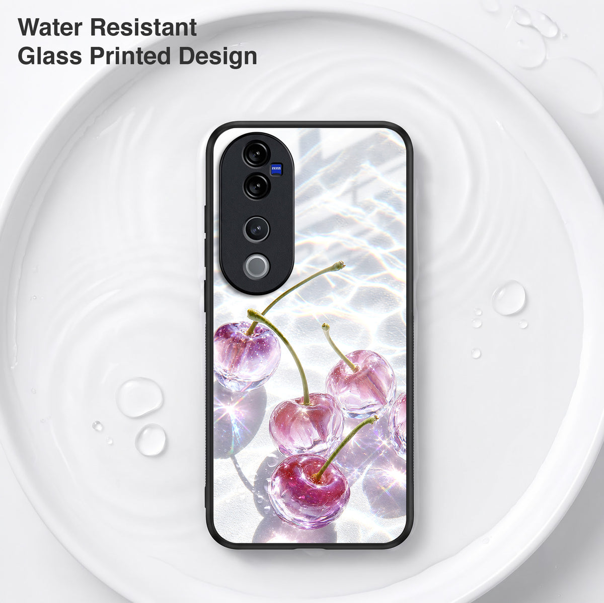 Vivo V40 Pro 5G Purple Transparent Cherry Acrylic Glass Back Case