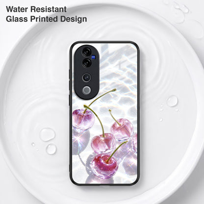 Vivo V40 Pro 5G Purple Transparent Cherry Acrylic Glass Back Case