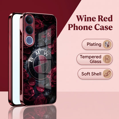 Vivo V70 FE 5G BMW Logo Burgundy Electroplated Glass Back Case