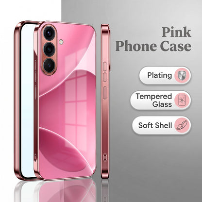 Samsung Galaxy A56 5G Luxury Glossy Wave Pink Electroplated Glass Phone Back Case