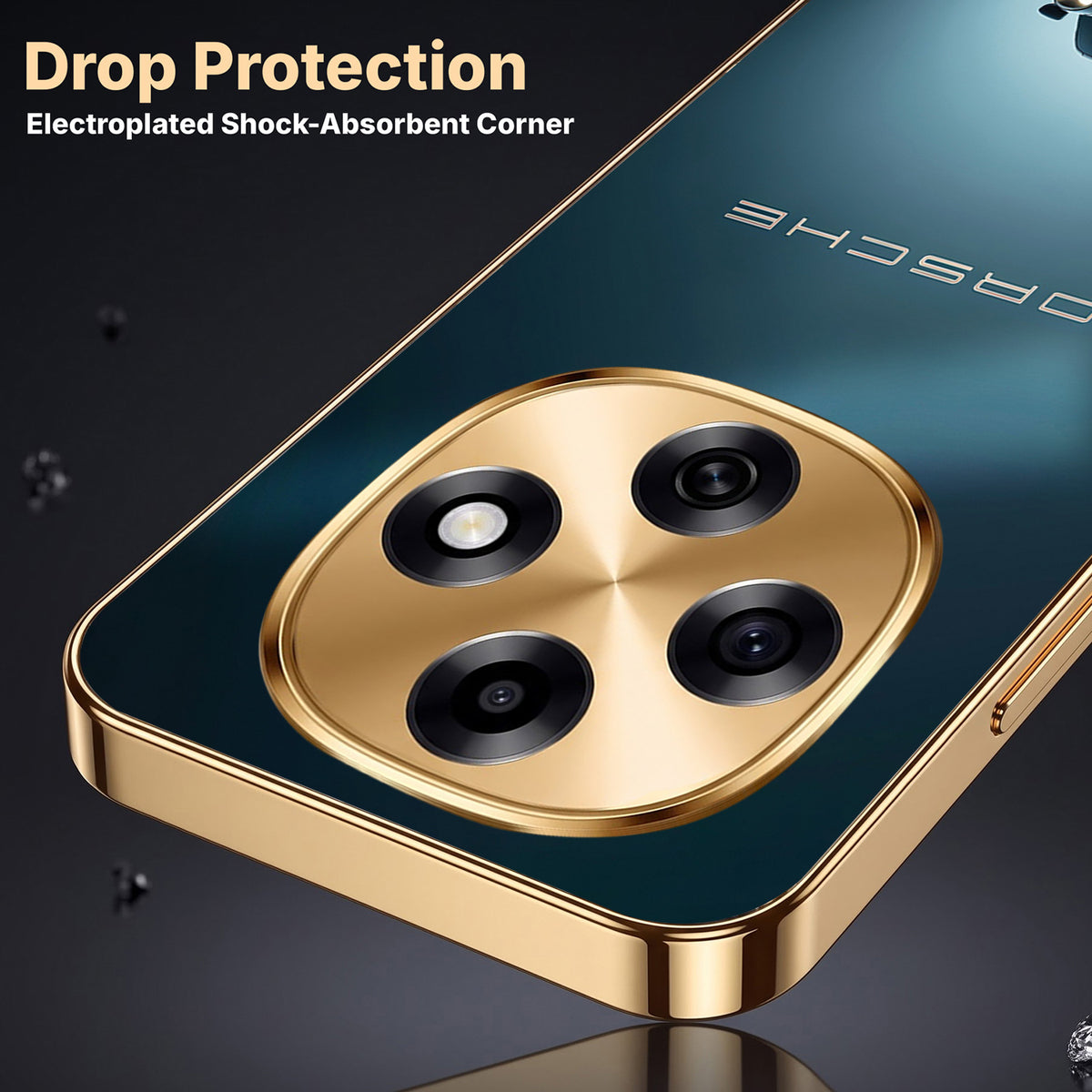 OPPO F31 Pro 5G Porsche Luxury Gold Electroplated Glass Phone Back Case