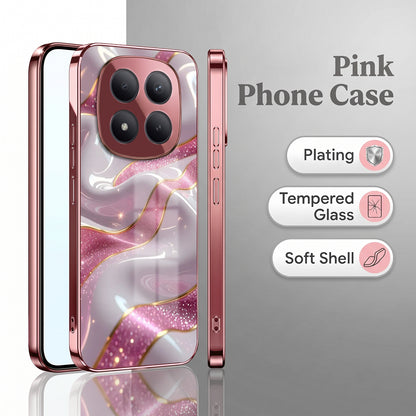 Redmi Note 15 Pro+ 5G Pearl Marble Pink Electroplated Glass Phone Back Case