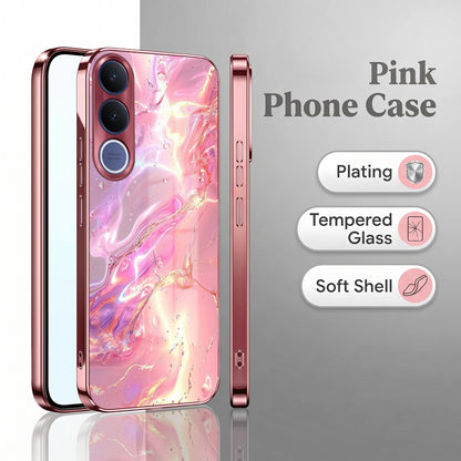 Vivo V70 FE 5G Pearl Aurora Pink Electroplated Glass Phone Back Case