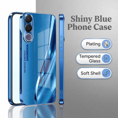 Vivo V70 FE 5G Luxury Infinity Energy Blue Electroplated Glass Phone Back Case