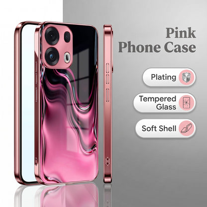 Oppo Reno 13 Pro 5G Liquid Wave Pink Electroplated Glass Phone Back Case