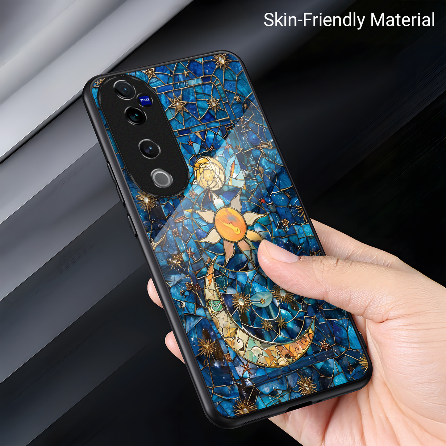 Vivo V40 Pro 5G Premium Acrylic Shockproof Glass Back Case (Sun-Moon)