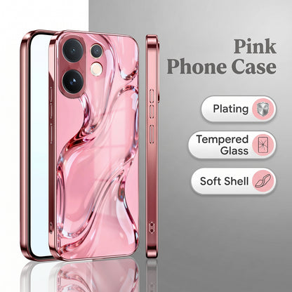 Vivo V60 5G Crystal Wave Energy Pink Electroplated Glass Phone Back Case