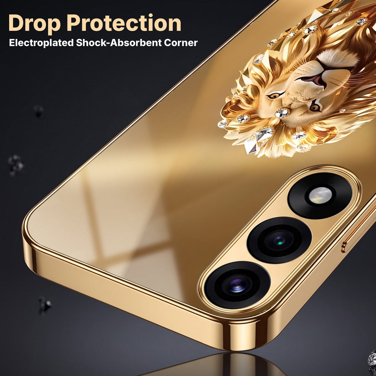 Oneplus Nord 5 5G Luxury Lion Gold Electroplated Glass Phone Back Case