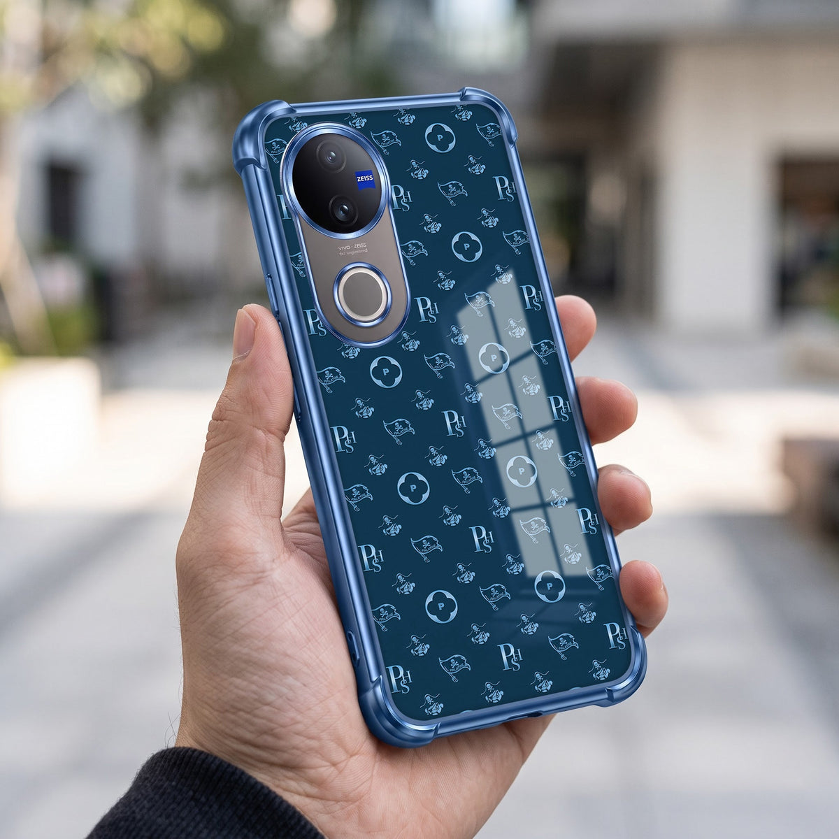 Vivo V50 5G Luxury Monogram Blue Airbags Printed Back Case
