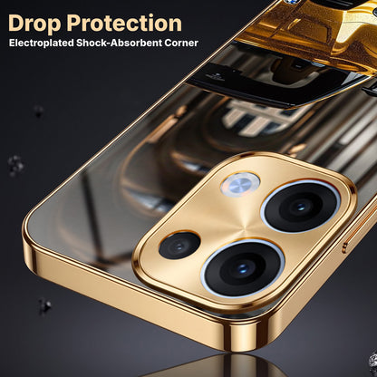Oppo Reno 13 5G Golden BMW Gold Electroplated Glass Phone Back Case