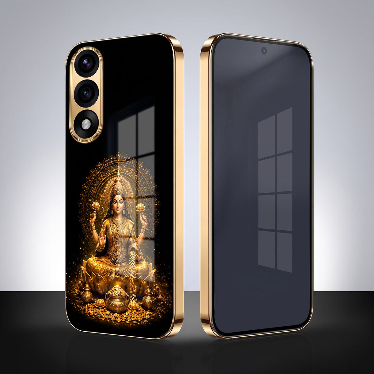 Oneplus Nord 5 5G Golden Maa Lakshmi Gold Electroplated Glass Phone Back Case