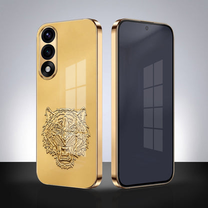 Oneplus Nord 5 5G Golden Tiger Face Gold Electroplated Glass Phone Back Case