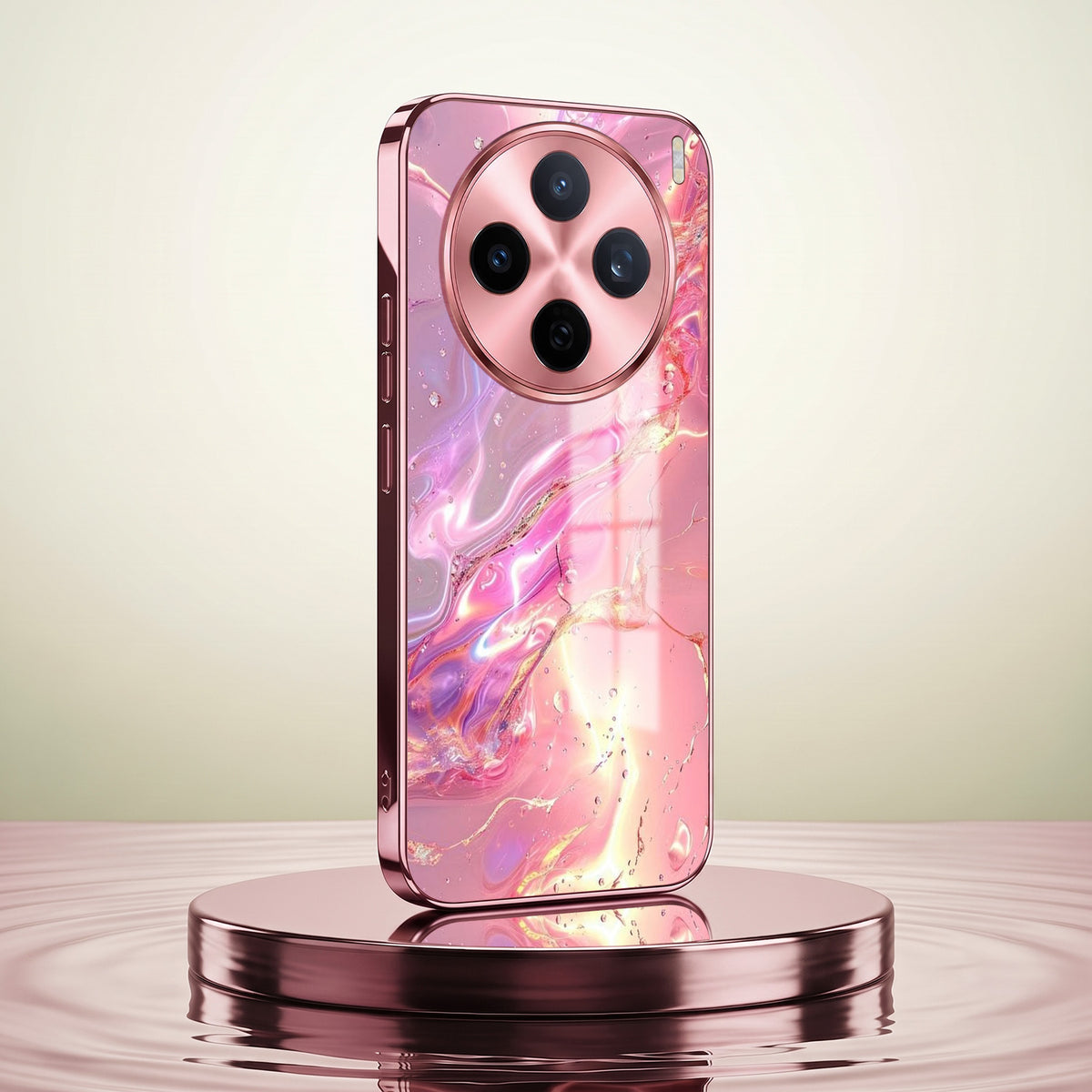 Vivo X200T 5G Pearl Aurora Pink Electroplated Glass Phone Back Case