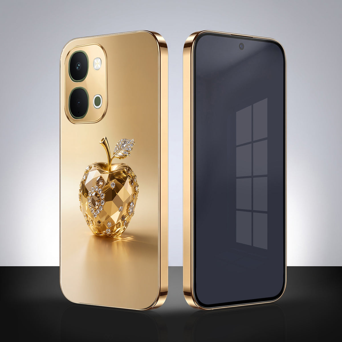 Vivo T5x 5G Golden Apple Gold Electroplated Glass Phone Back Case